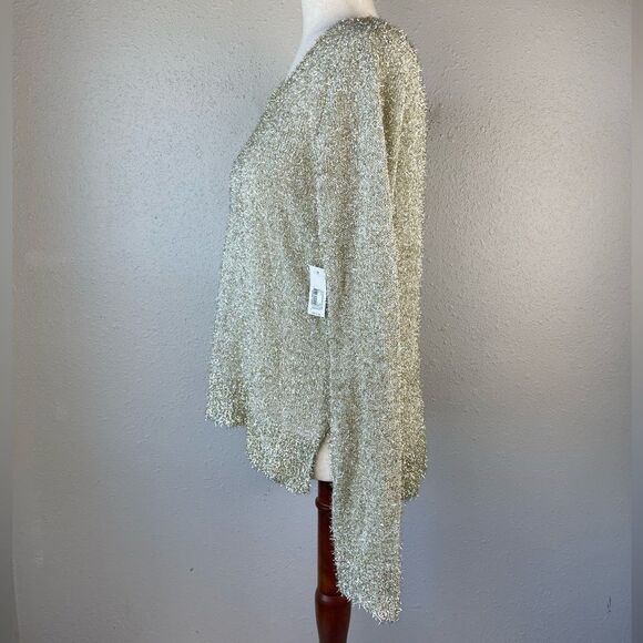 NWT No Boundaries Metallic Gold Feather Yarn Sweater Size L Juniors - Picture 3 of 7